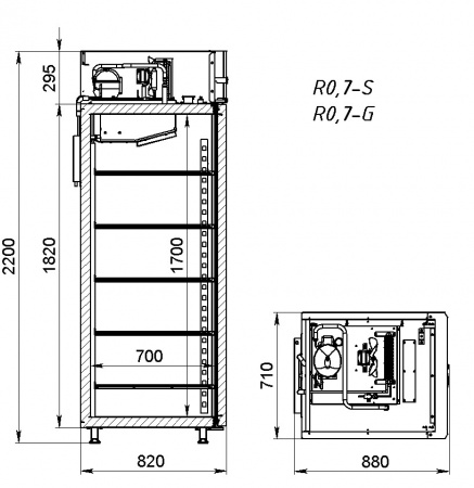 Refrigerated pharmaceutical cabinet ШХФ-700-КГП